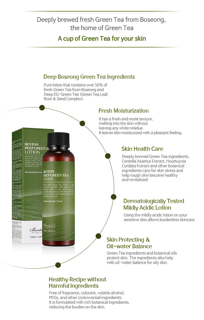 [ BENTON ] Deep Green Tea Lotion 120ml - KosBeauty