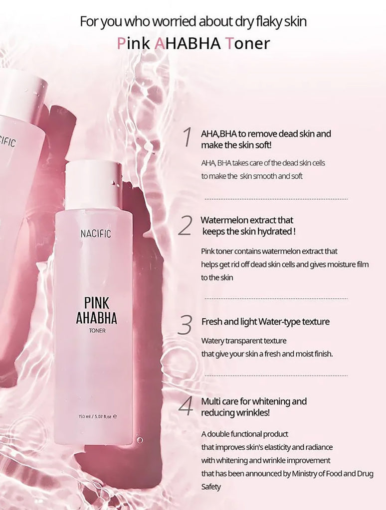 Nacific x Stray Kids Pink AHA BHA 4-Piece Skincare Set, with Photocards 8 PCS Full Set