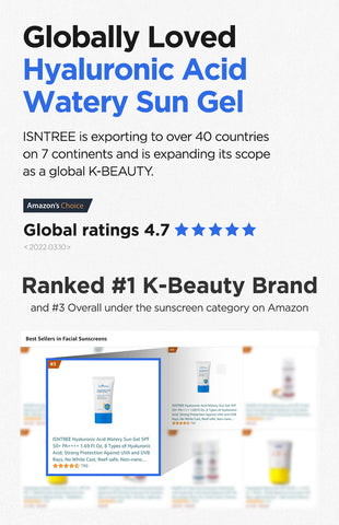 [ ISNTREE ] Hyaluronic Acid Watery Sun Gel Moisturizing Cooling Sunscreen, 50ml x (2-PACK)