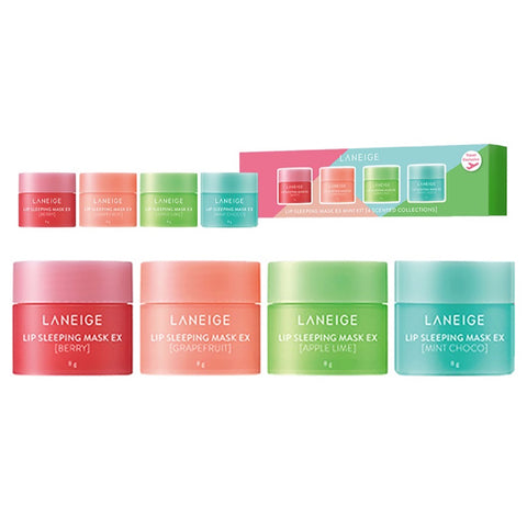[ LANEIGE ] Lip Sleeping Mask EX Mini 4-Piece Set (Berry, Grapefruit, Apple Lime, Mint Choco)