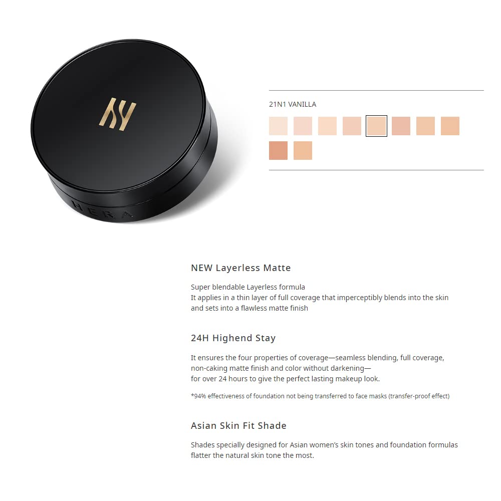 [ HERA ] Black Cushion Foundation 15g with Refill, Matte Cover #23N1 Beige