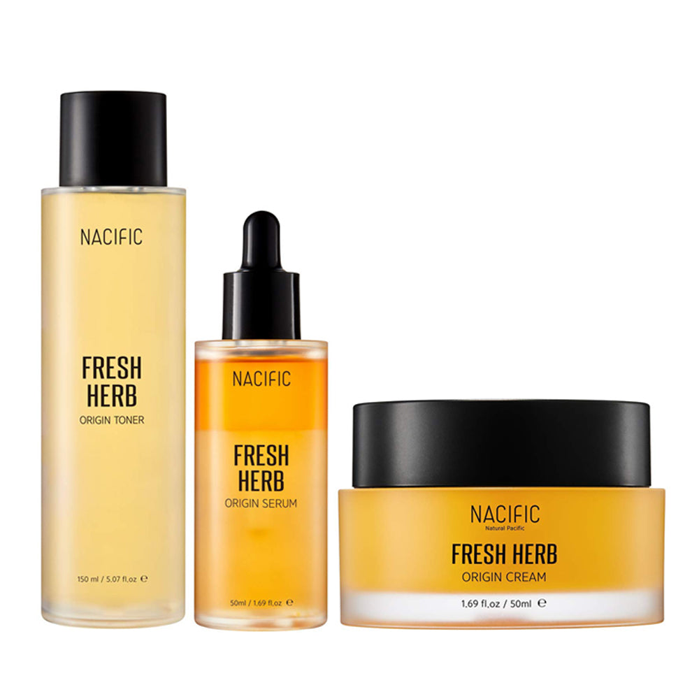 Nacific Fresh Herb Origin 3-Piece Skincare Set (Toner, Serum, Cream)