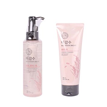 [ THE FACE SHOP ] Rice Water Bright Cleansing Foam + Rich Cleansing Oil - KosBeauty