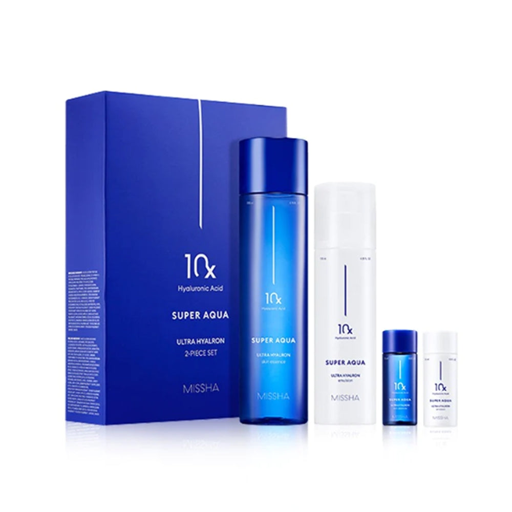 Missha Super Aqua Ultra Hyalron 2-Piece Set ( Essence + Emulsion + Samples )