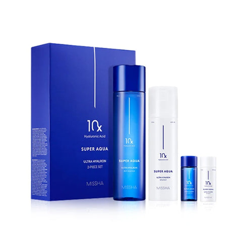 [ MISSHA ] Super Aqua Ultra Hyalron 2-Piece Set ( Essence + Emulsion + Samples )
