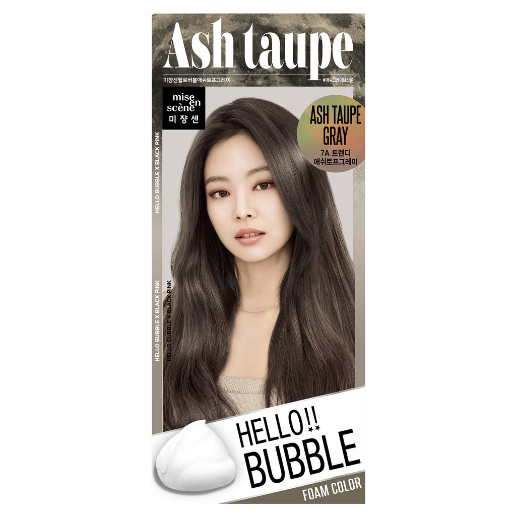 Miseenscene Hello Bubble Foam Color Easy Self Hair Dye, 7A Ash Taupe Gray