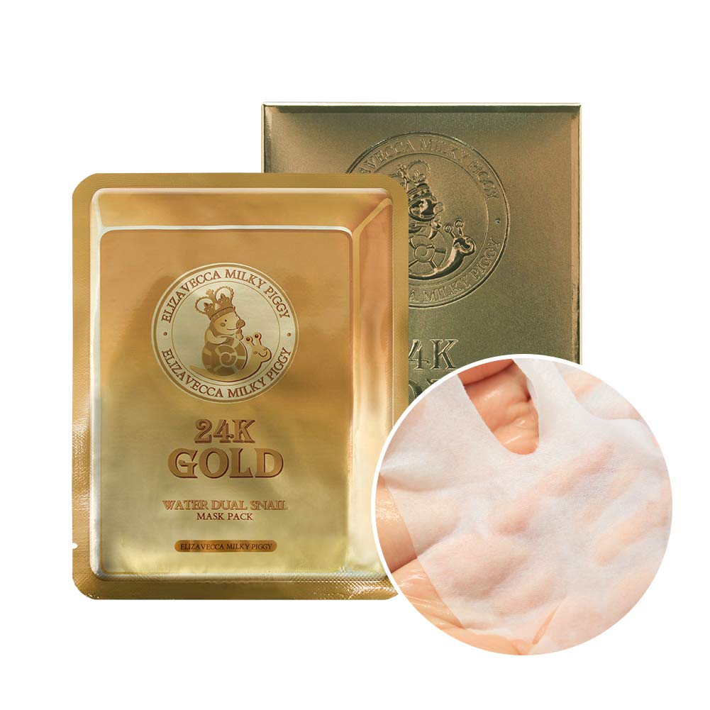 Elizavecca 24K Gold Water Dew Snail Mask Pack, 0.88 oz x 10EA