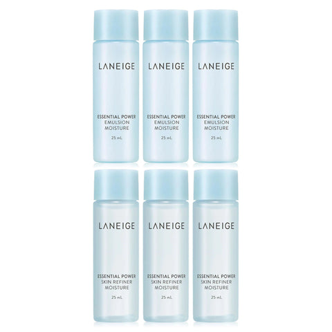 [ LANEIGE ] Essential Power Sample Size Set, Skin Refiner Moisture (25ml x 3 pcs) + Emulsion (25ml x 3 pcs)