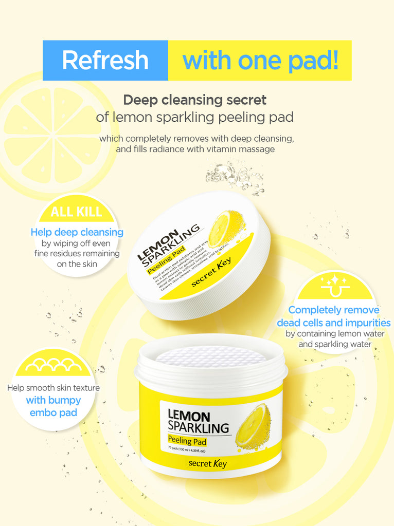 [ Secret Key ] Lemon Sparkling Peeling Pad (70 ea)
