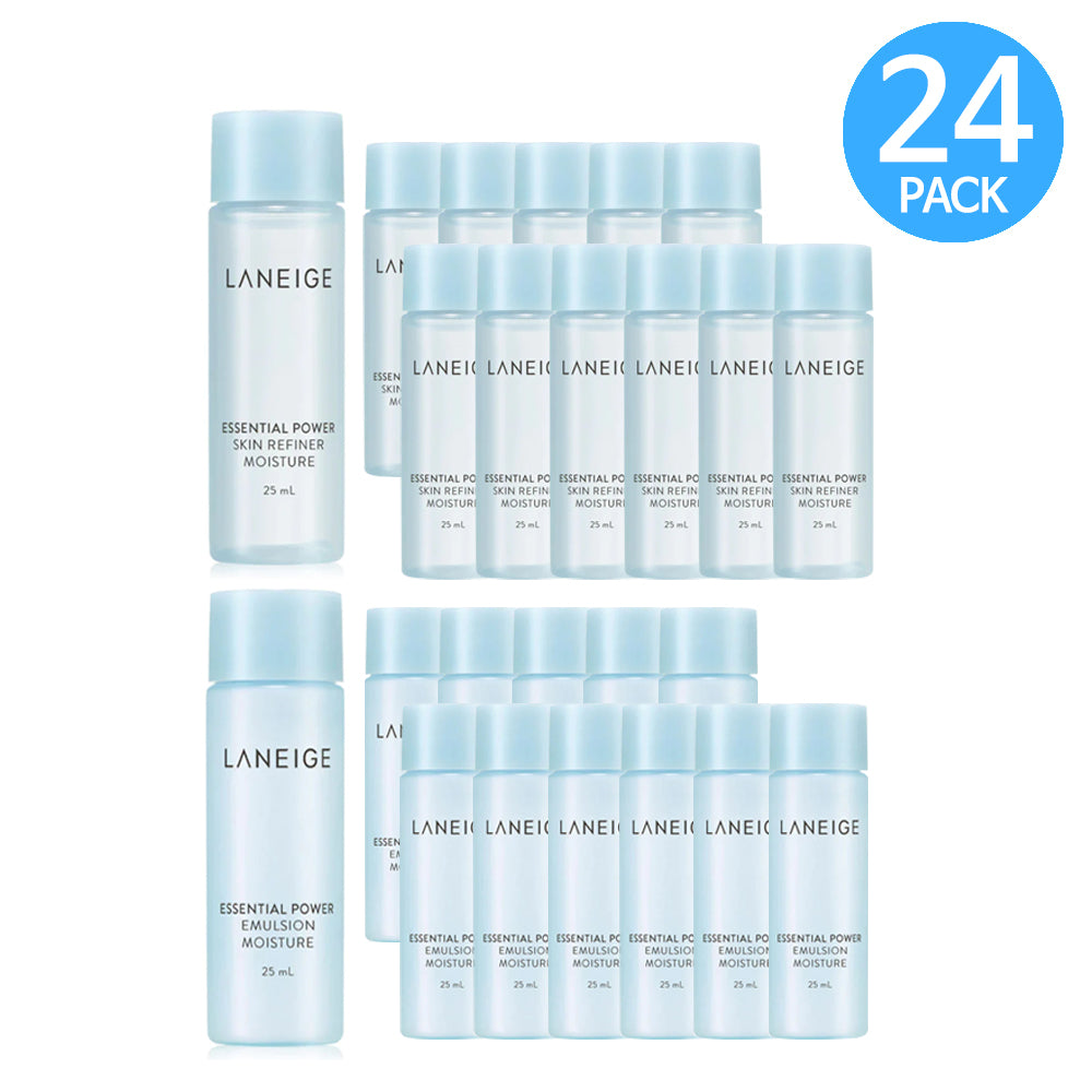 Laneige Essential Power Mini Size Set, Skin Refiner Moisture (25ml x 12 pcs) + Emulsion (25ml x 12 pcs)
