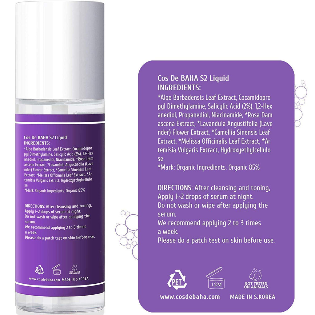 Cos de BAHA Salicylic Acid 2% (S2) BHA Exfoliating Facial Liquid 120ml