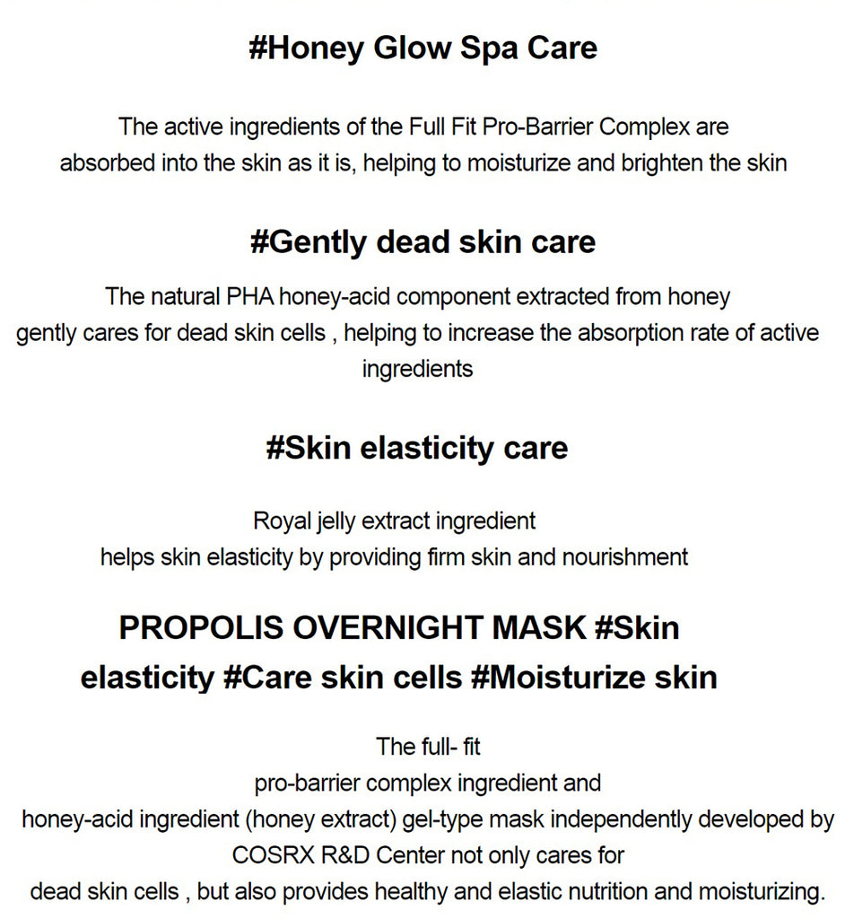 Cosrx Full Fit Propolis Honey Overnight Mask 60ml / 2.02 Fl. Oz.