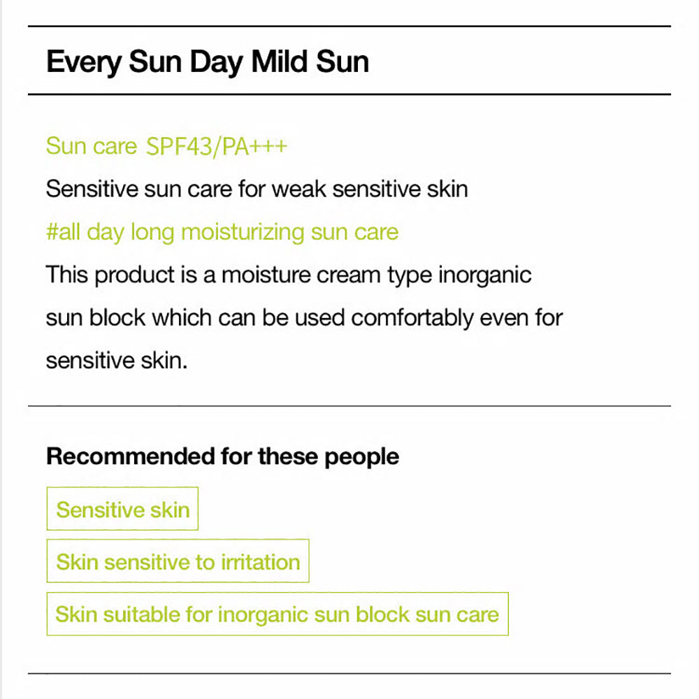 Dr.Jart+ Every Sun Day Mild Sun UV Protector For Sensitive Skin SPF43 / PA+++ 30ml