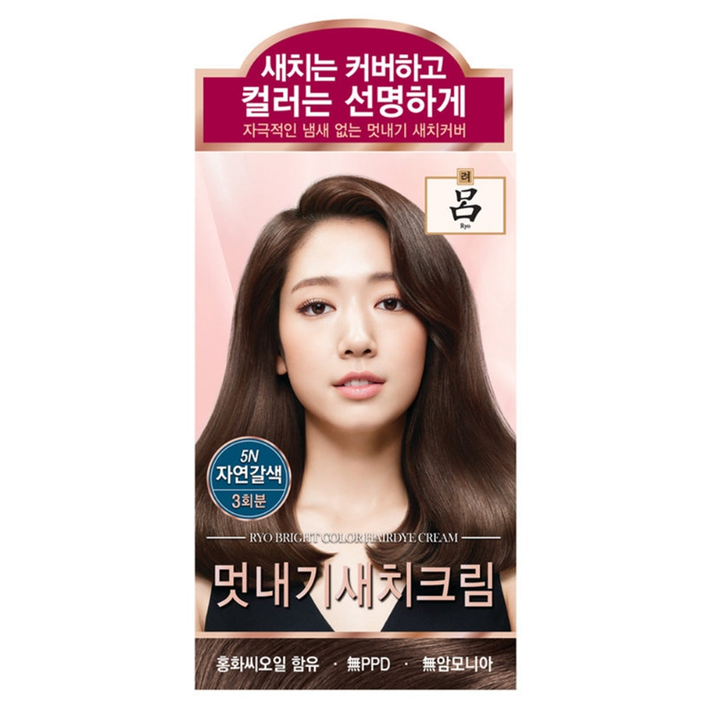 Ryo Uahche Bright Color Hair Dye Cream, 5N Natural Brown, 120g