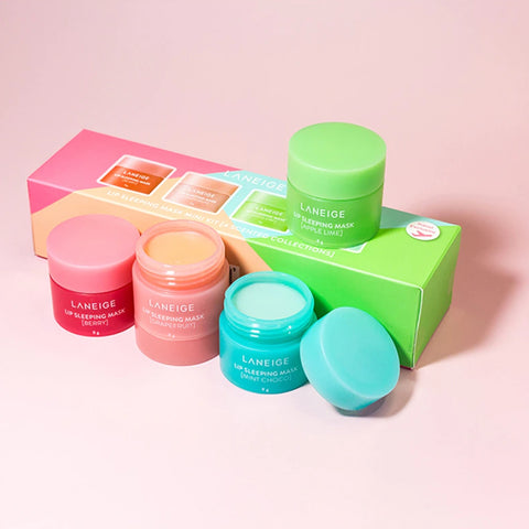 [ LANEIGE ] Lip Sleeping Mask EX Mini 4-Piece Set (Berry, Grapefruit, Apple Lime, Mint Choco)