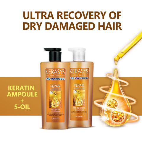 Kerasys Advanced Repair Ampoule Shampoo for Damaged Hair, 600ml
