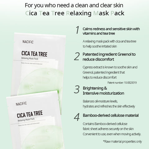 [ NACIFIC ] Cica Tea Tree Relaxing Mask Pack 10 EA