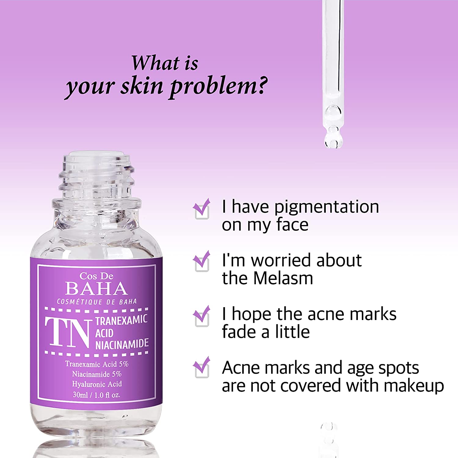 Cos de BAHA Tranexamic Acid (TN) Facial Serum Dark Spot Corrector 30ml