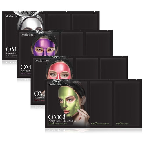 [ DOUBLE DARE ] OMG! Platinum Peel Off Masks Set - Includes Platinum Green, Hot Pink, Purple, Silver Masks - KosBeauty